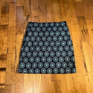 Elegant Navy and Green Patterned Skirt